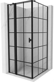 Mexen Mist T, sprchový kút s krídlovými dverami, ľavý, 90 x 90 cm, 8mm číre sklo, čierny profil, 8A4T-090-090-70-77-L