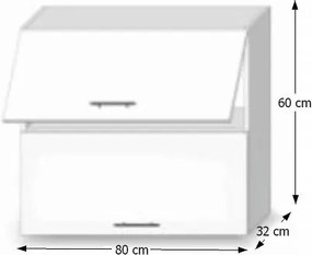 Horná kuchynská skrinka Line White G80 U - biely vysoký lesk / dub sonoma