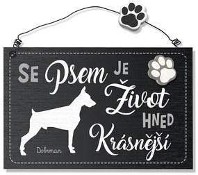 Nekupto Dekorace cedule se psem Dobrman