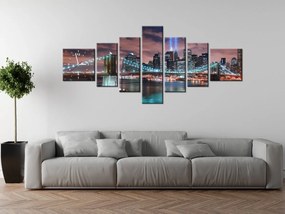 Gario Obraz s hodinami Panoráma Manhattanu - 7 dielny Rozmery: 210 x 100 cm