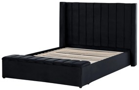 Zamatová posteľ s úložným priestorom 140 x 200 cm čierna NOYERS Beliani