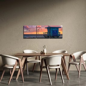 Obraz z pláže Santa Monica (s hodinami) (90x30 cm)