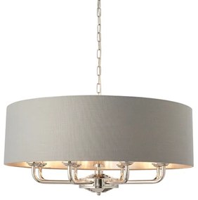 Endon 94415 - Luster na reťazi HIGHCLERE 8xE14/40W/230V šedá/lesklý chróm