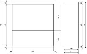 Mexen X-Wall-R, polica na zapustenie s prírubou  30 x 30 cm, grafitová matná - 19E0303010S