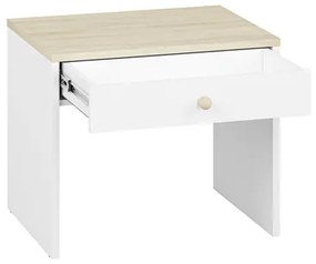 Nočný stolík BUBO 58x69 cm biela/svetlý buk