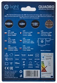 Schodiskové LED svietidlo Quadro, 1x LED 0,6w, 6500k, s