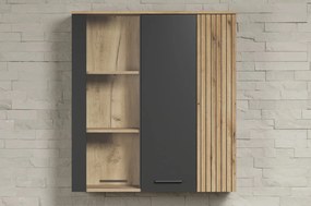Závesná vitrína na stenu Esteban, antracit/dub evoke