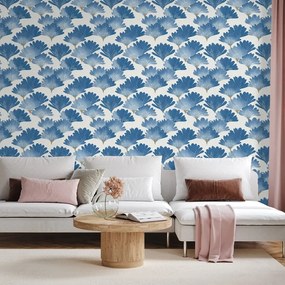 Tapeta modré akvarelové listy