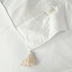 Biely prehoz na posteľ Noemi so strapcami 220 x 240 cm