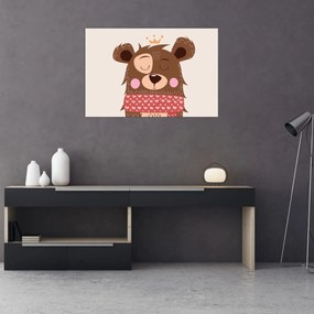 Obraz - Medvedík s červeným šálom (90x60 cm)