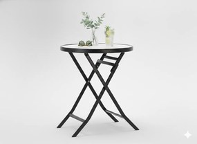 CH Okrúhly skladací stolík Darsy - čierny