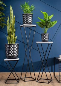 PLASTOVÝ KVETINÁČ ETNIC SADA 2KS 14,8X13,9 CM+20,1X19,5 CM ČIERNA