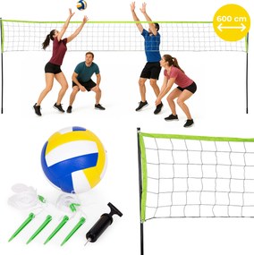 MOVEPRO Sieť na volejbal a bedminton 600×242 cm – skladací kovový rám, set s loptou a pumpou