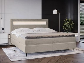 Kontinentálna posteľ s osvetlením Eurybia, Dostupné poťahy: Ekokoža Soft 011 (čierna), Rozmer postele: 140x200