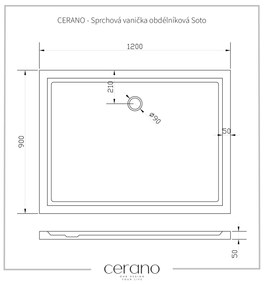 Cerano Soto, obdĺžniková akrytálová sprchová vanička 120x90x5 cm, biela, CER-CER-425566