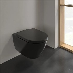 VILLEROY &amp; BOCH Subway 2.0 závesné WC s hlbokým splachovaním bez vnútorného okraja, 370 x 560 mm, Ebony, s povrchom CeramicPlus, 5614R0S5