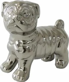 Dekorácia pes 12 cm, strieborná%