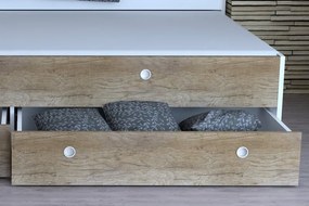 Rozkladacia posteľ Patrik Color 90x200 cm, biela/dub canyon