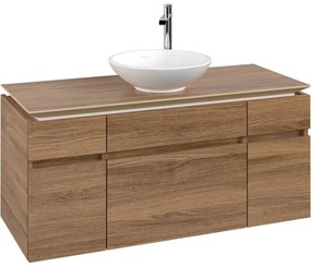 VILLEROY &amp; BOCH Legato závesná skrinka pod umývadlo na dosku (umývadlo v strede), 5 zásuviek, 1200 x 500 x 550 mm, Oak Kansas, B57800RH