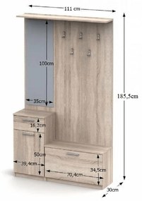 Tempo Kondela Predsieňová zostava dub sonoma, NOKO-SINGA 04