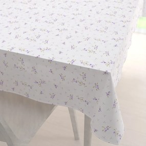 Biante Bavlnený obdĺžnikový obrus Sandra SA-296 Drobné fialové kvety na bielom 120x200 cm