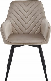 Otočné Kreslo NANA  -béžový zamat / čierne nohy