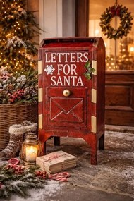 Červená kovová dekoračná schránka Letters for Santa - 27*21*53 cm