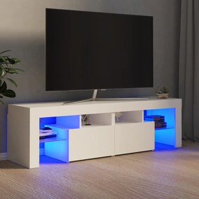 TV skrinka s LED svetlami biela 140 x 36,5 x 40 cm