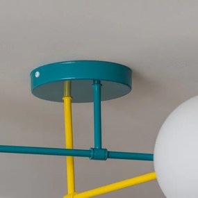 Prisadený luster MOON 4xE27/15W/230V tyrkysový/žltý