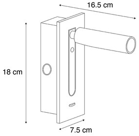 Moderné nástenné svietidlo čierne vrátane LED - Plaza