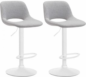 2x Barová stolička Camden - látka, biely rám - Svetlo sivá