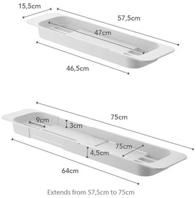 Biela nastaviteľná polica na vaňu YAMAZAKI Tower