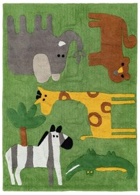 Zelený prateľný bavlnený detský koberec 120x160 cm Animals – Ixia