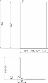 Novoterm Sprchová zastena Walk-in NV-Zeta 140 TR, chróm/transparent - bez vaničky