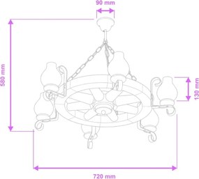 Brilagi - Luster na reťazi ROATA 6xE14/40W/230V, priemer 70 cm, buk