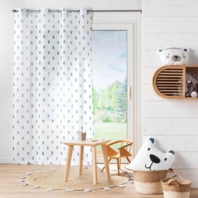 Bielo-modrá voálová záclona 140x240 cm Geokid – douceur d'intérieur