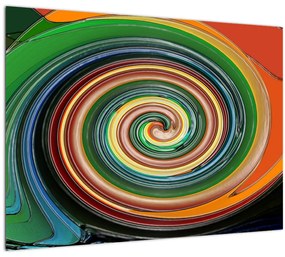 Abstraktný sklenený obraz - farebná špirála (70x50 cm)