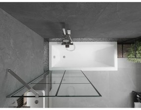 Mexen Next, vaňová zástena 1-krídlová 80 x 150 cm, fixné krídlo, 6 mm číre sklo s čiernym vzorom, chrómový profil, 895-080-000-00-77-01