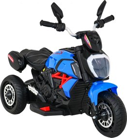 Ramiz Motorka Fast Tourist na batérie pre deti modrá + audio + svetlá + ekokoža