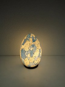 Stolná lampa ART EGG bielo-modrá, ručná práca