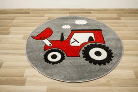 Koberec Lima G753A traktor, červený / sivý kruh