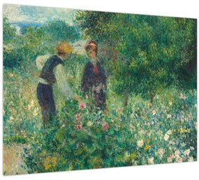 Sklenený obraz - Auguste Renoir, Picking Flowers, reprodukcia (70x50 cm)