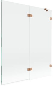 Mexen Lunar, 2-krídlová vaňová zástena pravá 140 x 150 cm, číre sklo, medená matná, 897-140-100-65-00-P