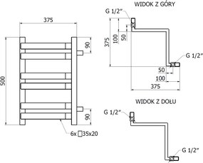 Mexen Loop, kúpeľňový radiátor 500 x 375 mm, 253 W, biela, W129-0500-350-00-20