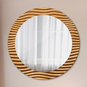 Okrúhle ozdobné zrkadlo Drevená vlna fi 70 cm