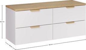 Comad Kúpeľňová skrinka pod doskové umývadlo set Aster White 120 biela/dub cremona