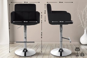 Barová stolička Los Angeles - zamat, chróm rám - čierna