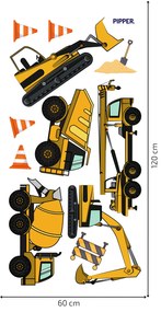 PIPPER. Textilná nálepka na stenu "Pracovné stroje"
