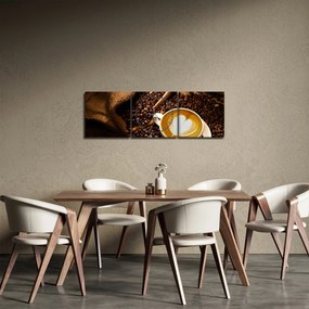 Obraz - Šálka kávy (s hodinami) (90x30 cm)