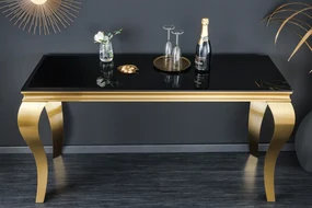 Sklenený konzolový stolík Barock Gold čierna zlatá 145cm